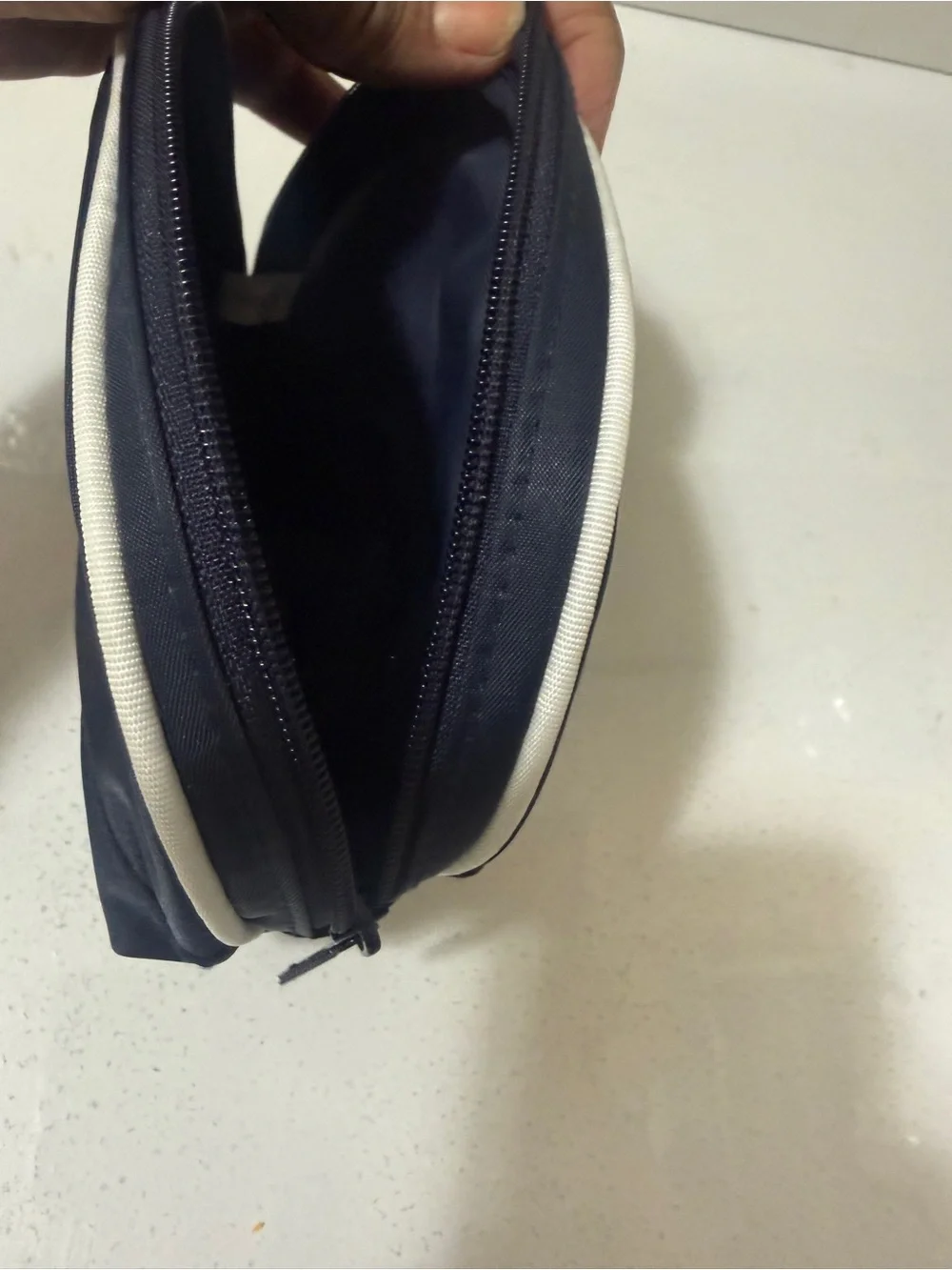 Dior Navy and White Travel Pouch with Gold Logo